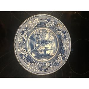 Vntg Johnson Brothers of England Blue Historic America Chicago Rimmed Soup Bowl